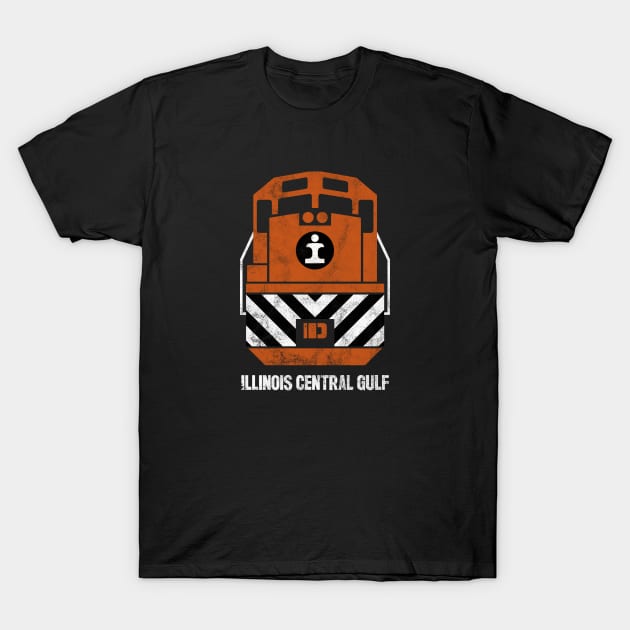 Vintage Illinois Central Gulf ICG Railroad Train Engine T-Shirt T-Shirt by Turboglyde